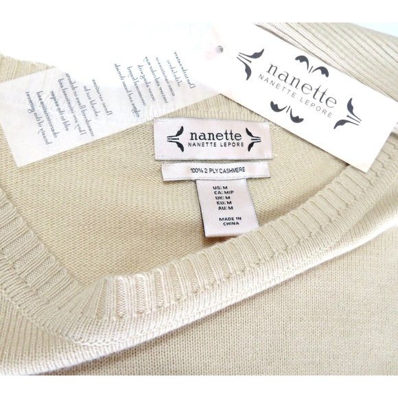 Nanette Lepore Women's Sweater Size M 100% 2 Ply Cashmere Oatmeal Beige - Picture 4 of 13